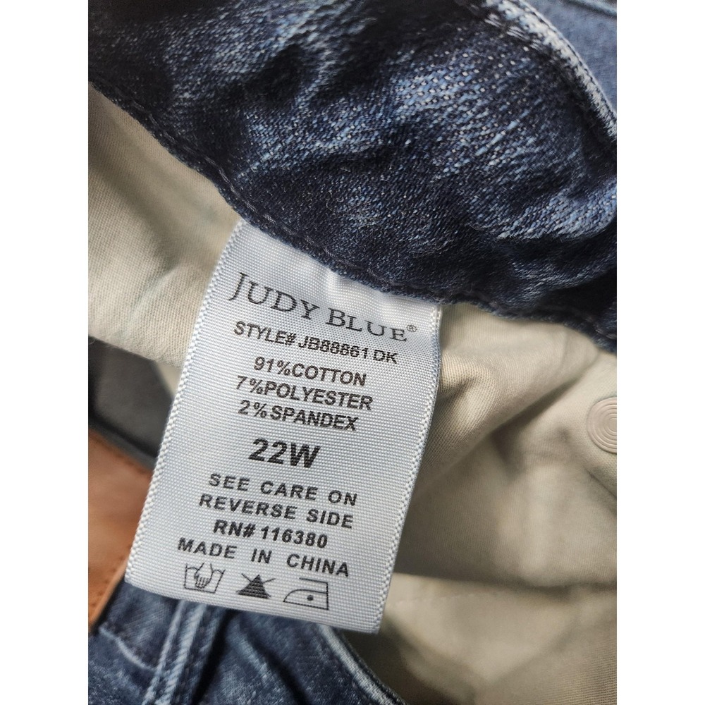 Judy Blue Jeans Womens 22W Blue Straight Leg High Rise Stretch Dark Wash Denim - Picture 4 of 13